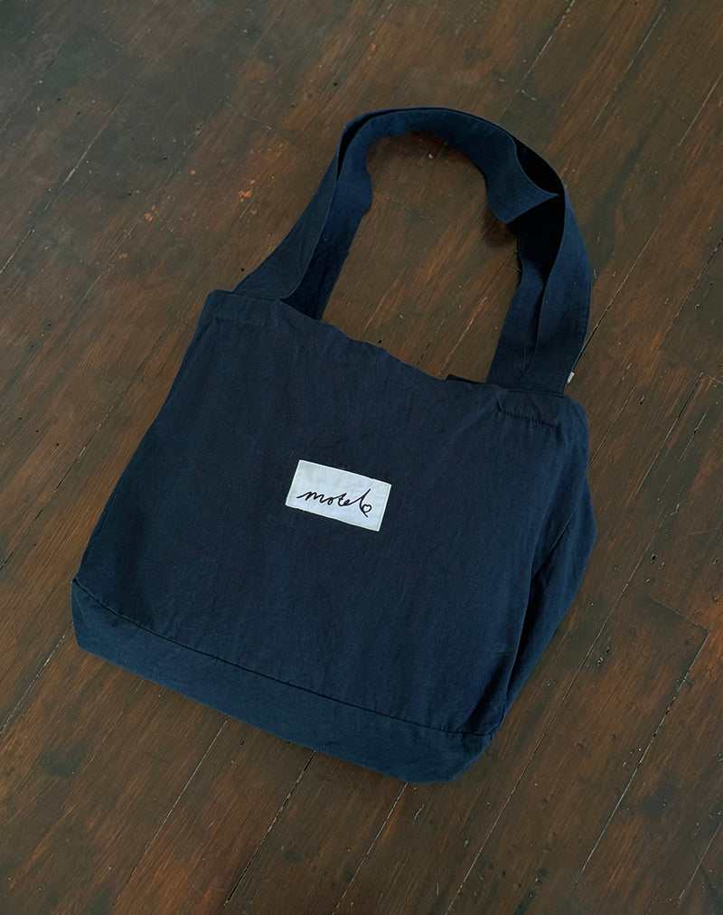 Nola Totebag in Navy with Motel Love Embroidery