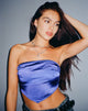 Image of Nolda Bandeau Crop Top in Satin Spectrum Blue