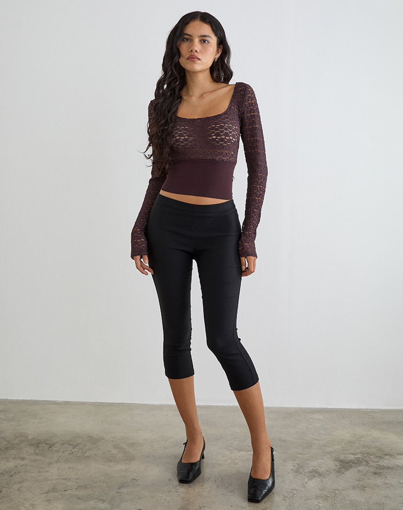 Image of Nolita Ribbed Waist Top in Lace Dark Plum