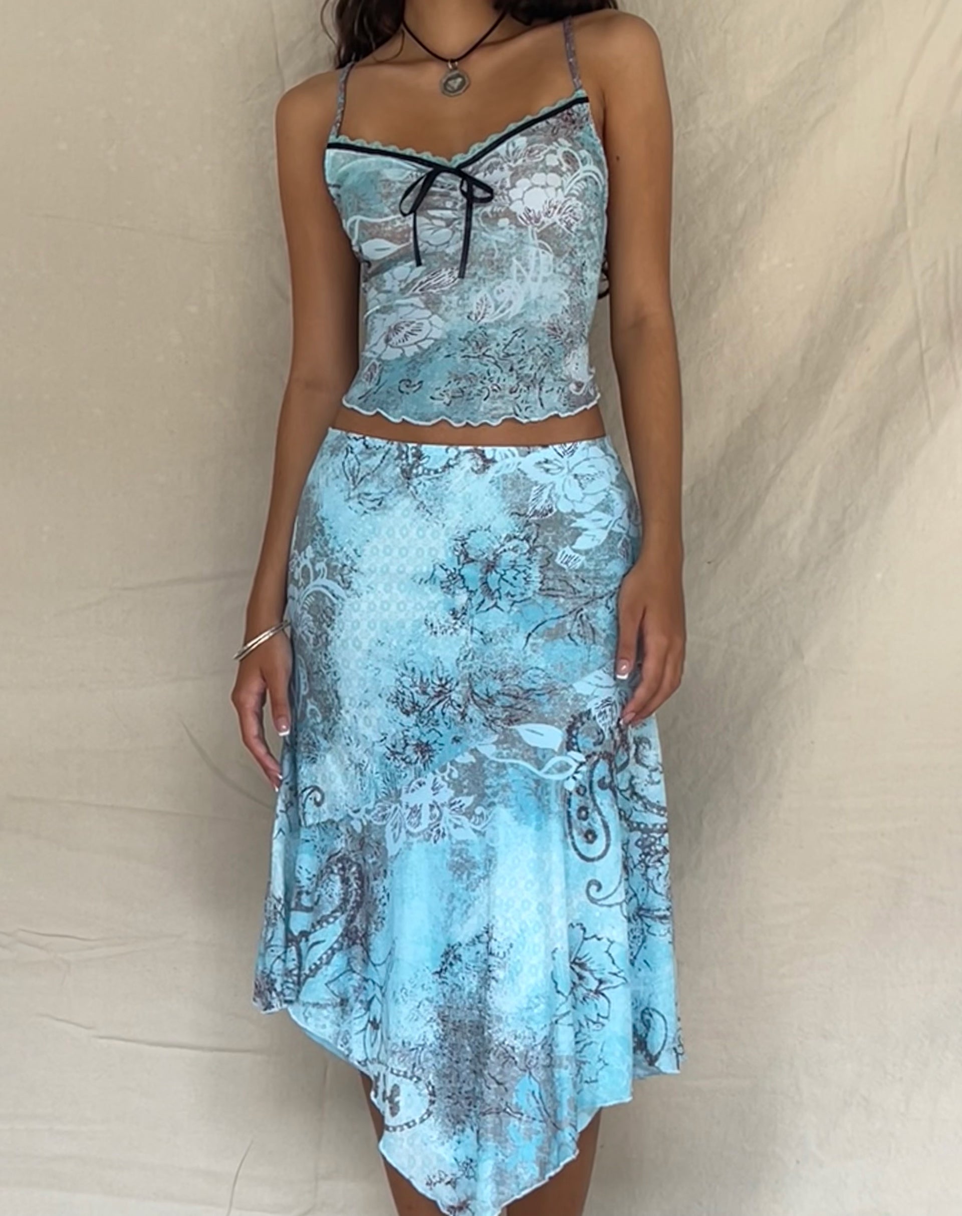 Image of Cinta Low Rise Midi Skirt in Paisley Abstract Rustic