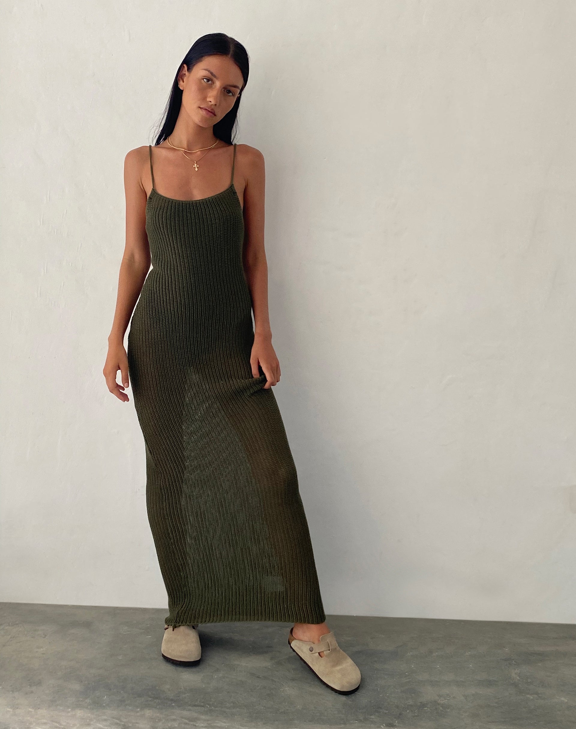 Image of Norila Knitted Maxi Dress in Olive