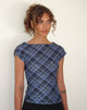 Image of Nova Top in Blue Grey Check Mesh