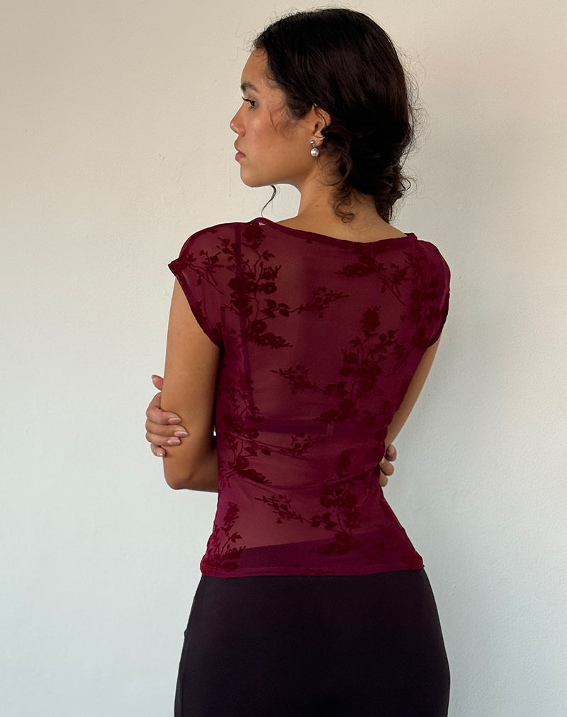 Nova Top in Botanical Flower Maroon