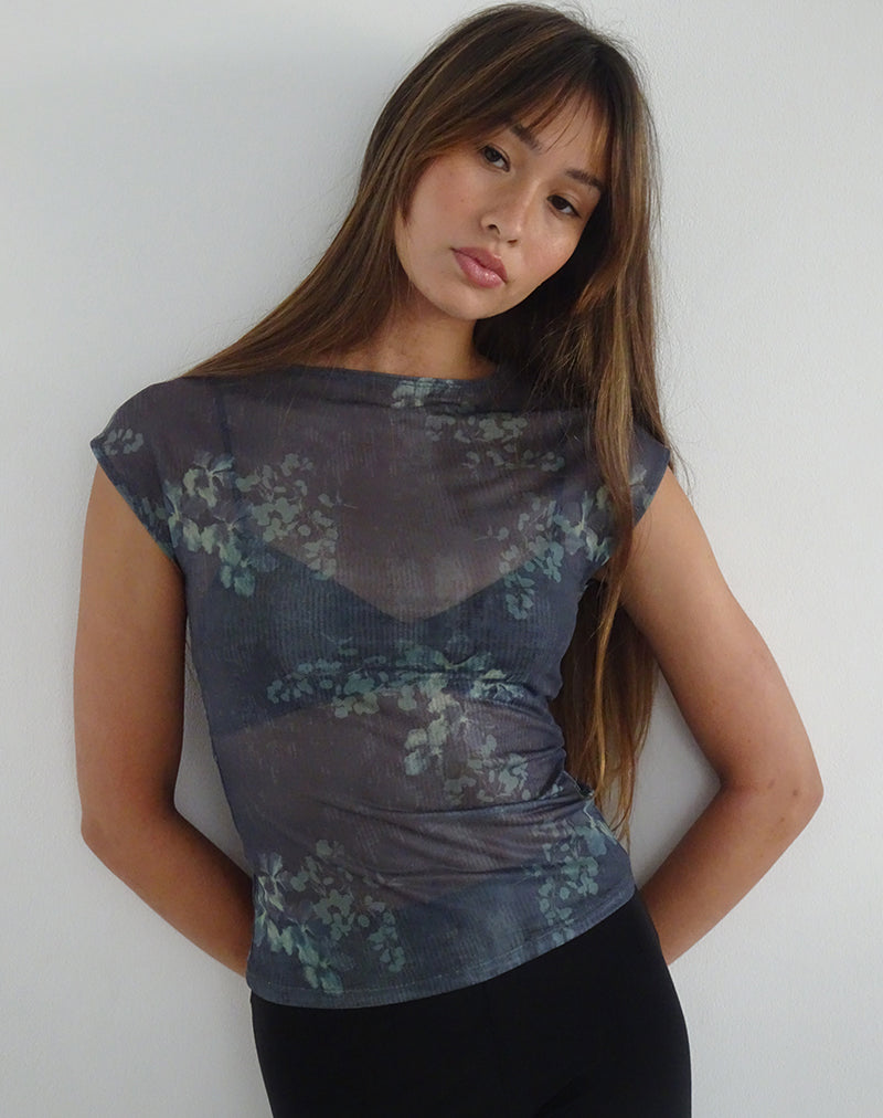 image of Nova Mesh Top in Faded Botanical Green