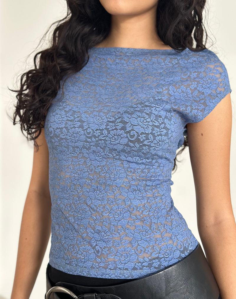 Image of Nova Top in Moonlight Blue Lace