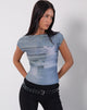 Image of Nova Top in Parlour Print Blue