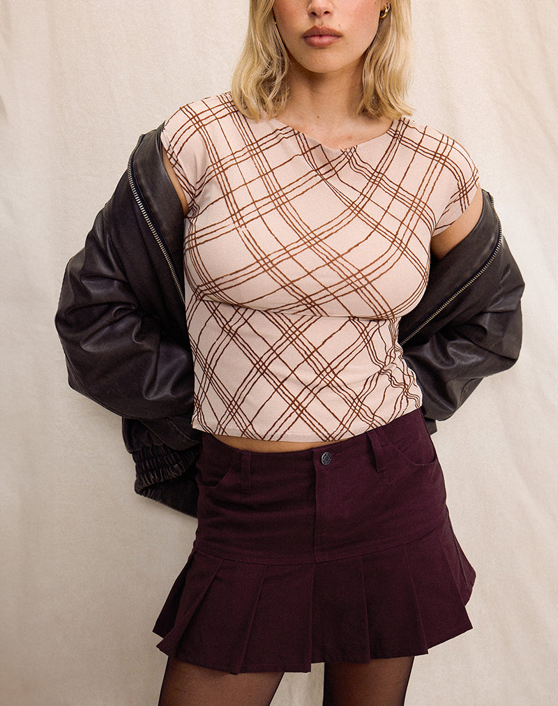 Image of Keripa Pleat Mini Skirt in Redwood