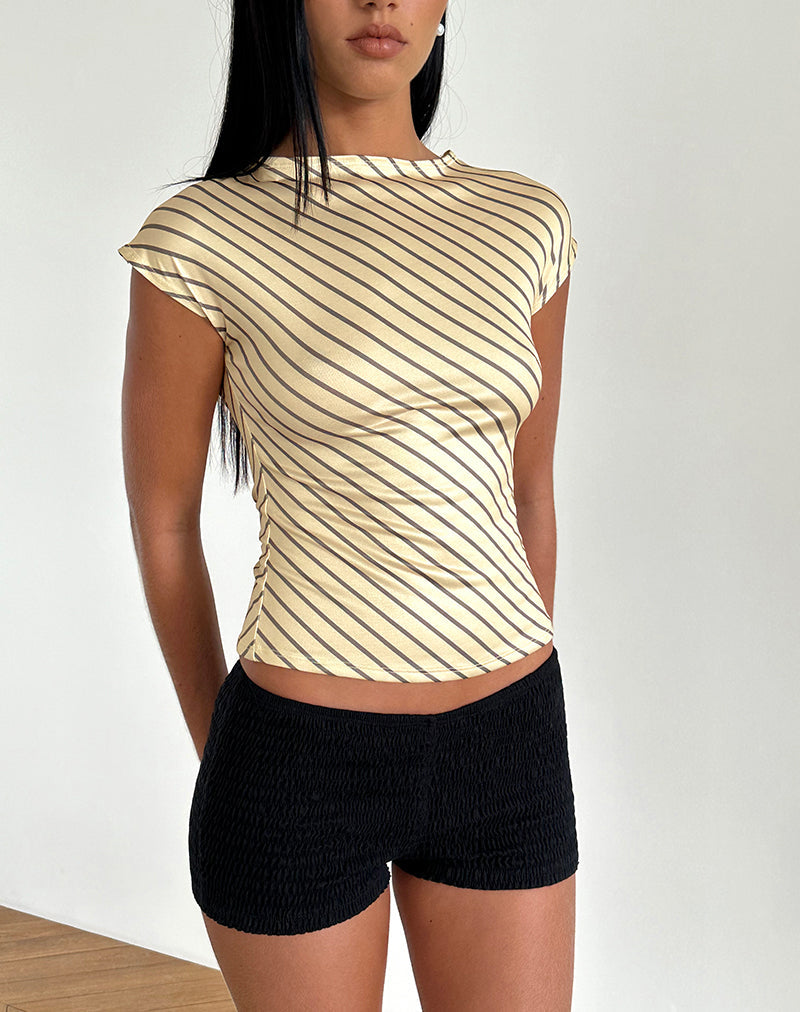 Nova Slinky Top in Yellow Diagonal Stripe