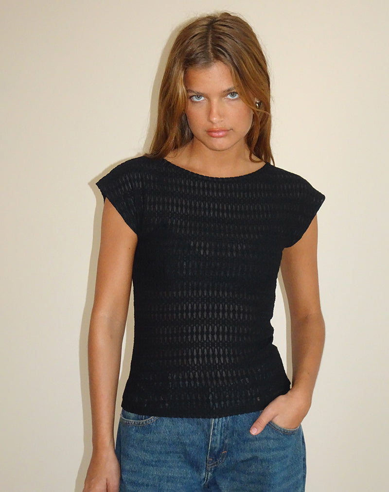 Nova Top in Textured Black