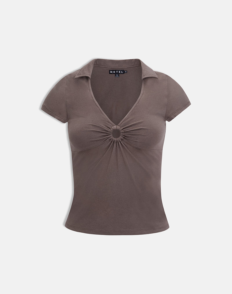 Novee Collared Top in Coffee Quartz with O Ring