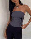 Image of Novita Bow Detail Bandeau Top in Tailoring Charcoal Grey