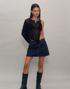 Image of Nung Open Knit Asymmetric Top in Black
