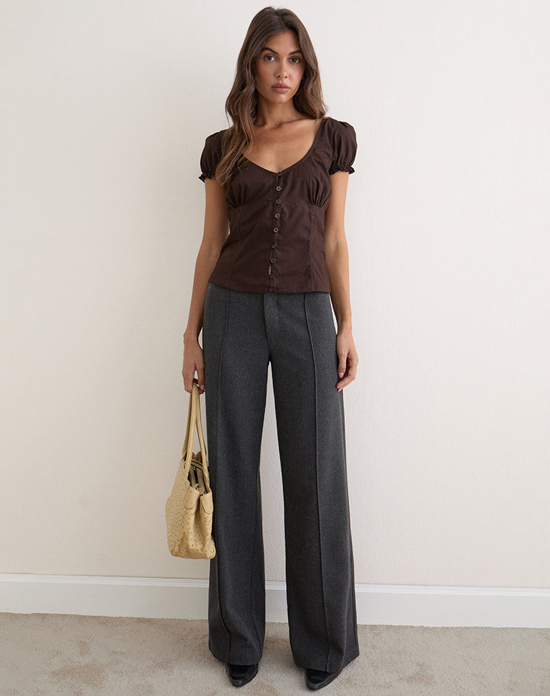 Image of Nurma Blouse in Poplin Bitter Chocolate