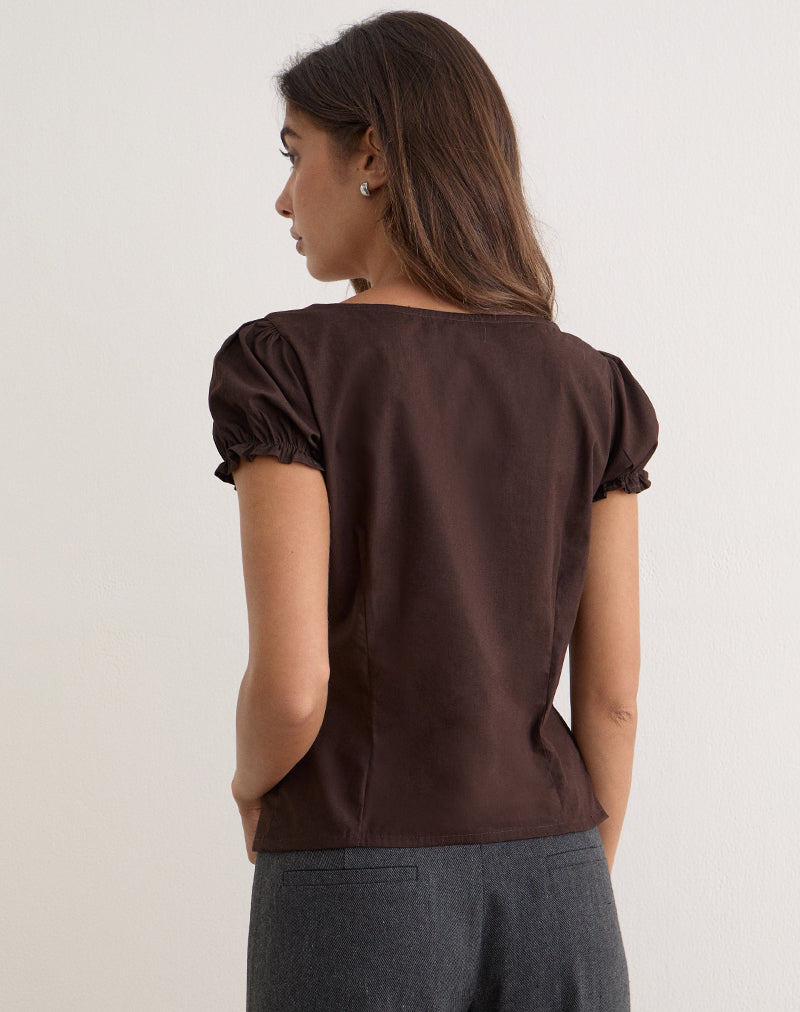 Image of Nurma Blouse in Poplin Bitter Chocolate