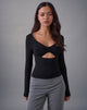 Image of Nyala Long Sleeve Cutout Top in Rayon Jersey Black