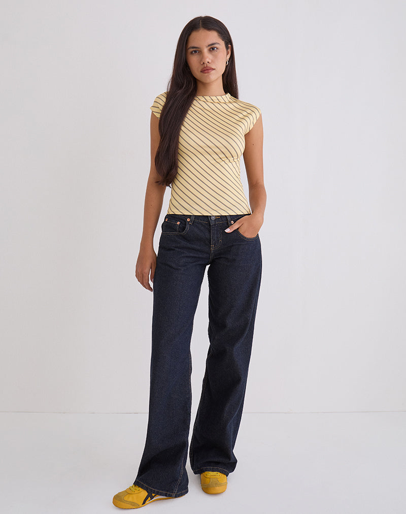 Image of Nova Slinky Top in Yellow Diagonal Stripe