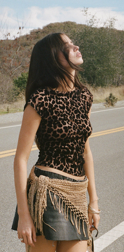 Image of Nova Top in Flock Mesh Rar Leopard