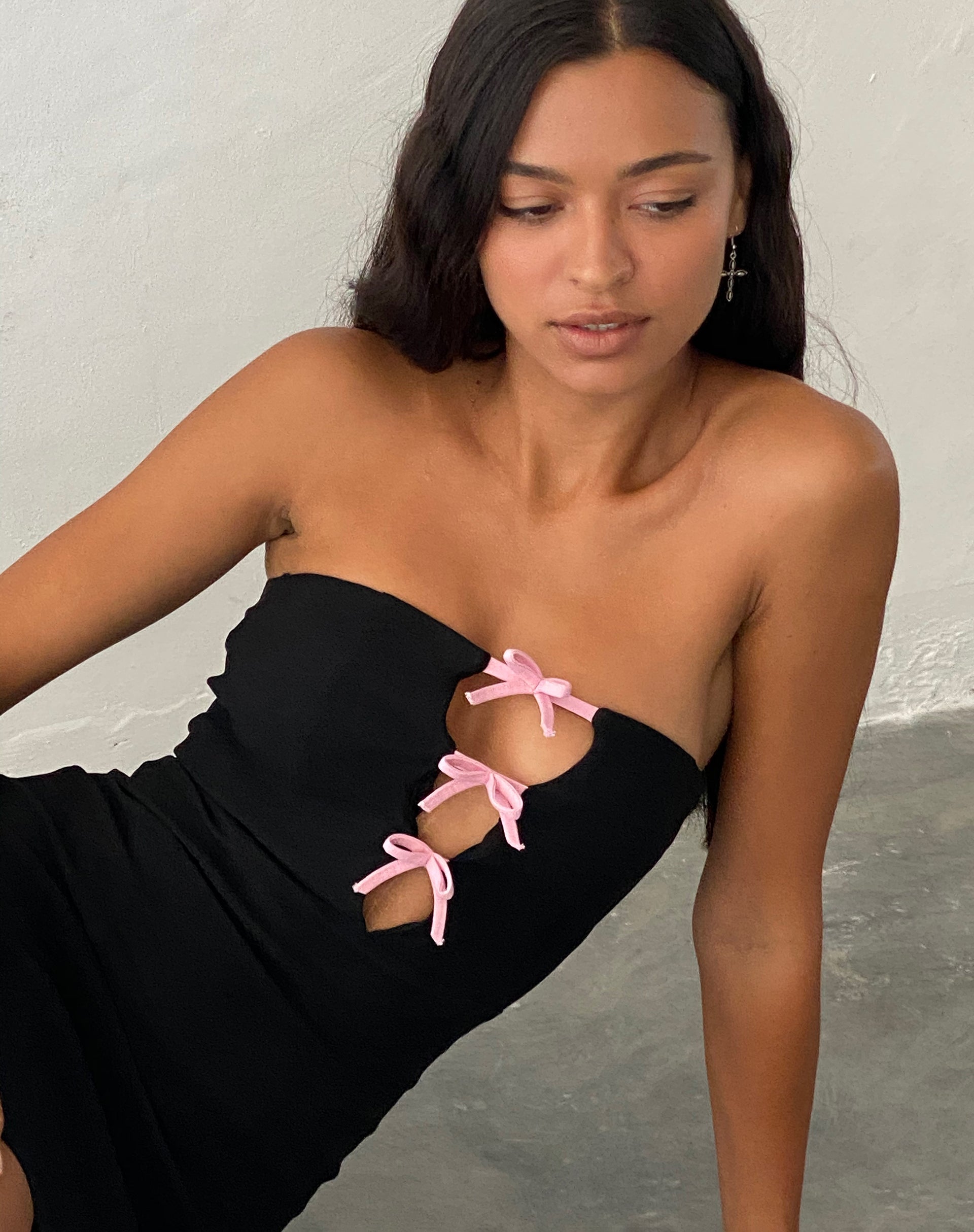 Black Adjustable Tie Up Strap Mini Dress | Novara – motelrocks-com-eur