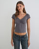 Image of Obanai V Neck Top in Charcoal Grey