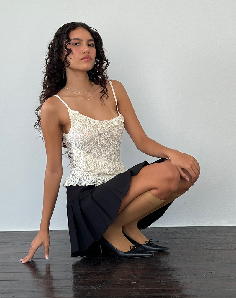 Image of Octavia Asymmetric Cami Top in Lace Ivorya