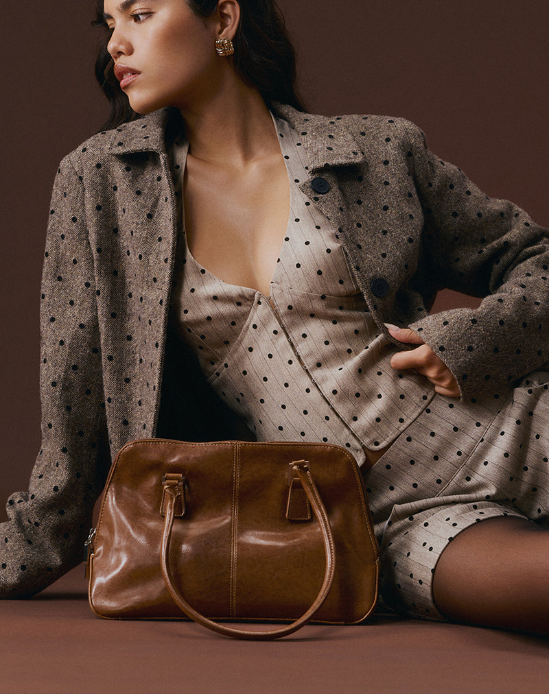 Image of Lirena Longline Coat in Polka Brown