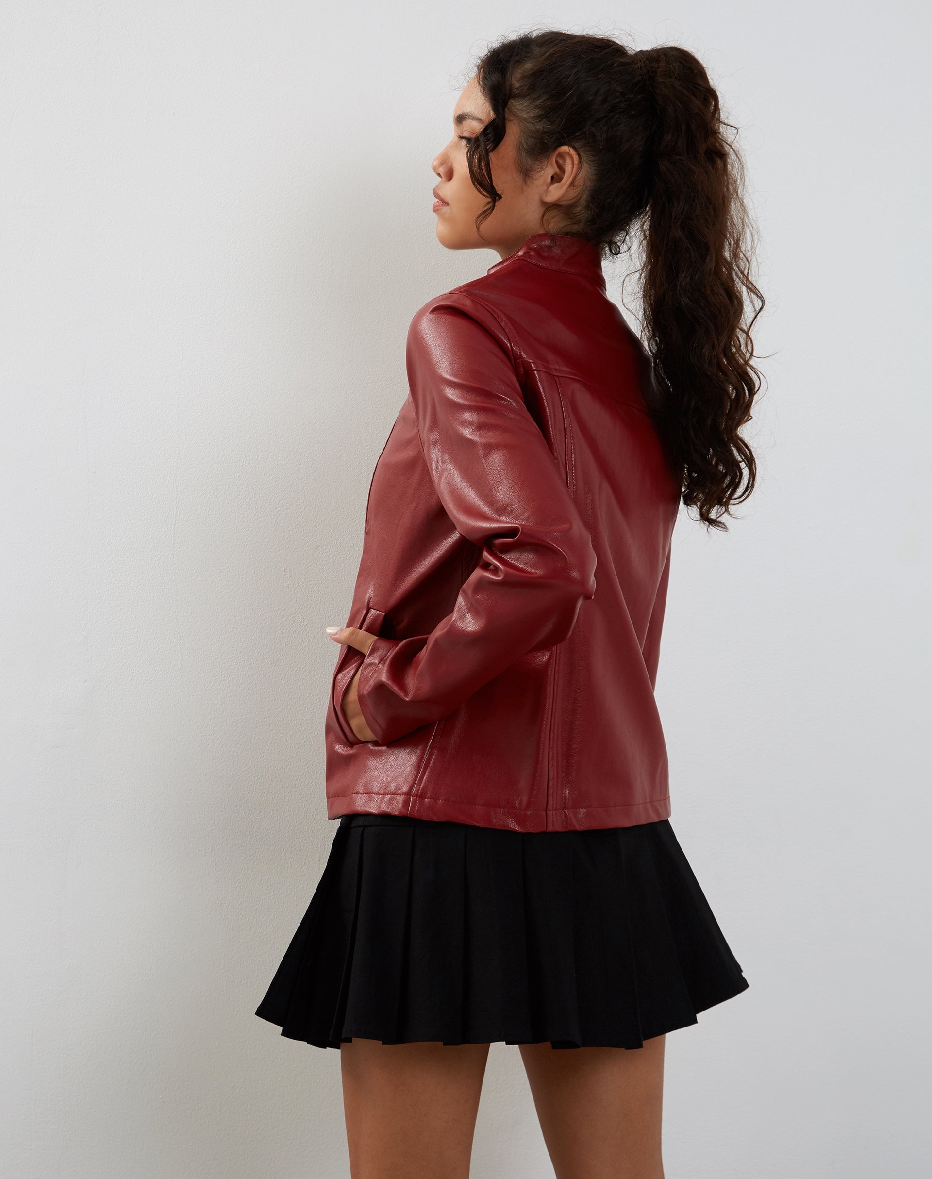 Image of Olivia Jacket in PU Blood Red