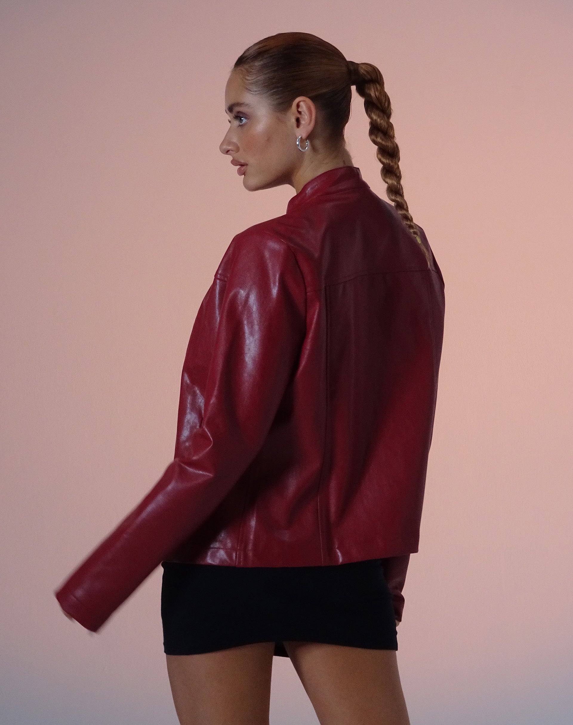 image of Olivia Jacket in PU Blood Red