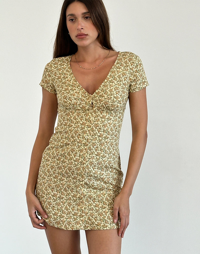 Image of Omoni Dress in Washed Ditsy Yellow