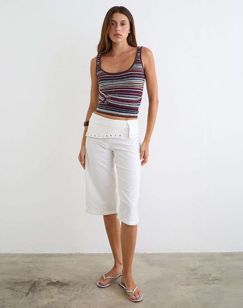 Image of Oren Capri Trouser in Ivory with Studs