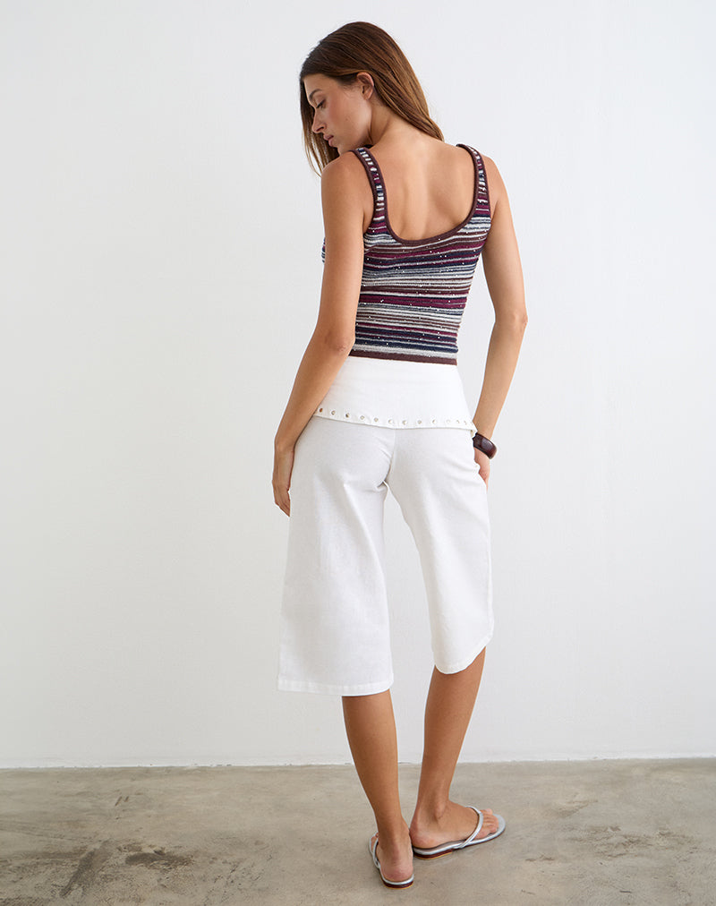 Image of Oren Capri Trouser in Ivory with Studs