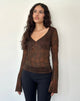 Image of Orphee Long Sleeve Lace Top in Brown