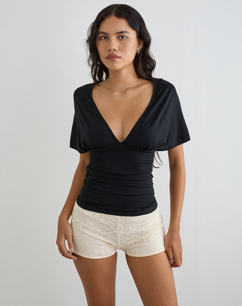 Image of Osari Plunge Batwing Top in Jersey Black