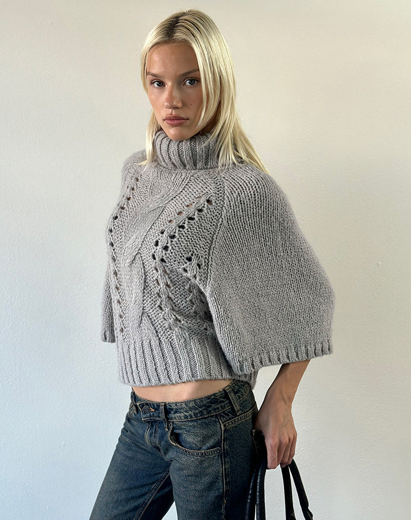 Image of Oswin Jumper in Cable Knit Light Grey