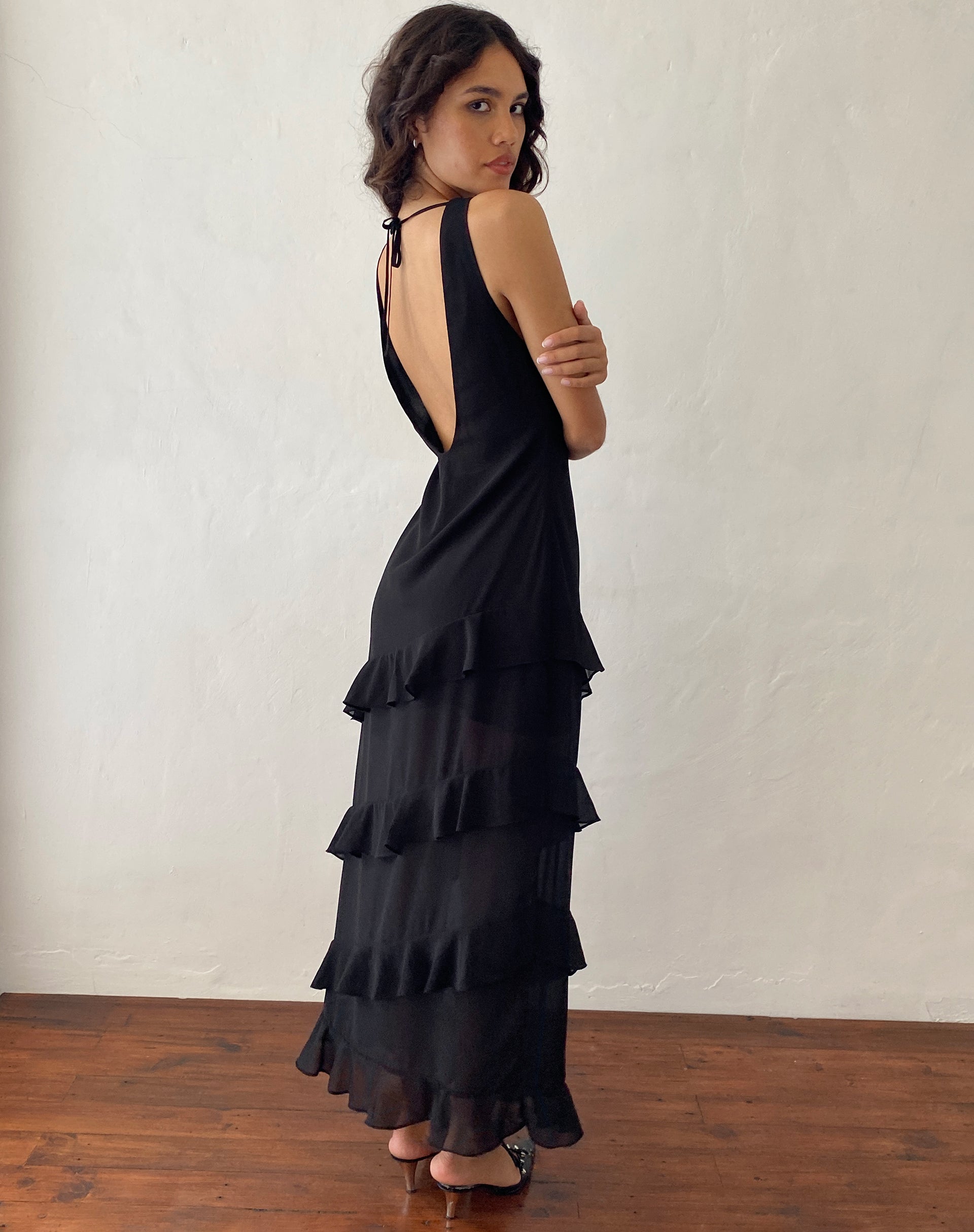 Black ruffle sale