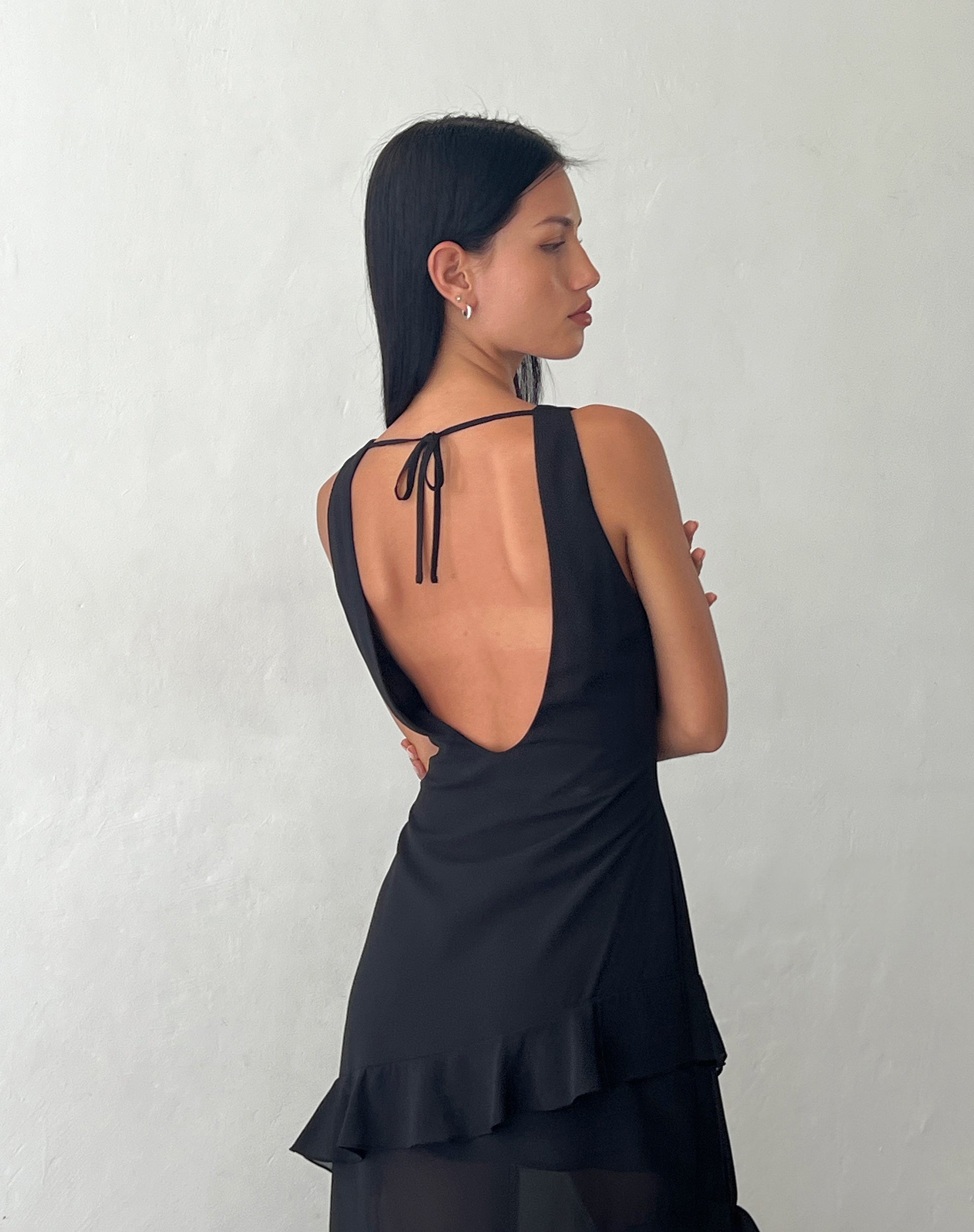 Black chiffon clearance dress