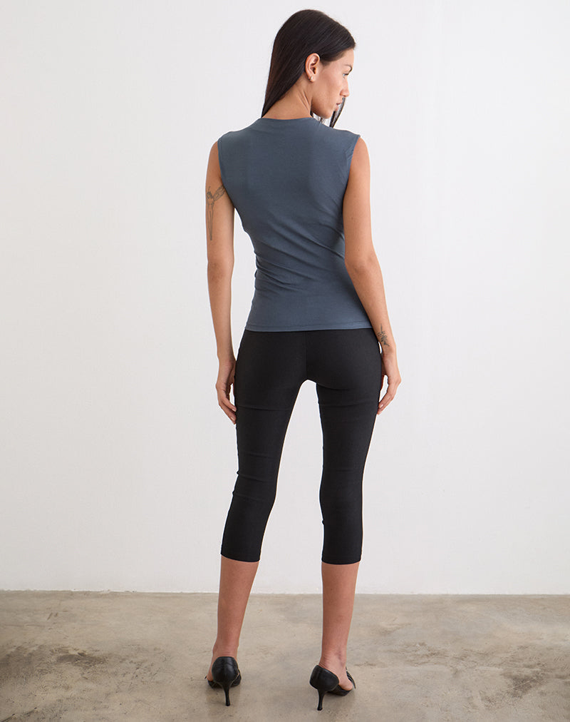 Image of Otso Twist Wrap Top in Rayon Jersey Ocean Storm