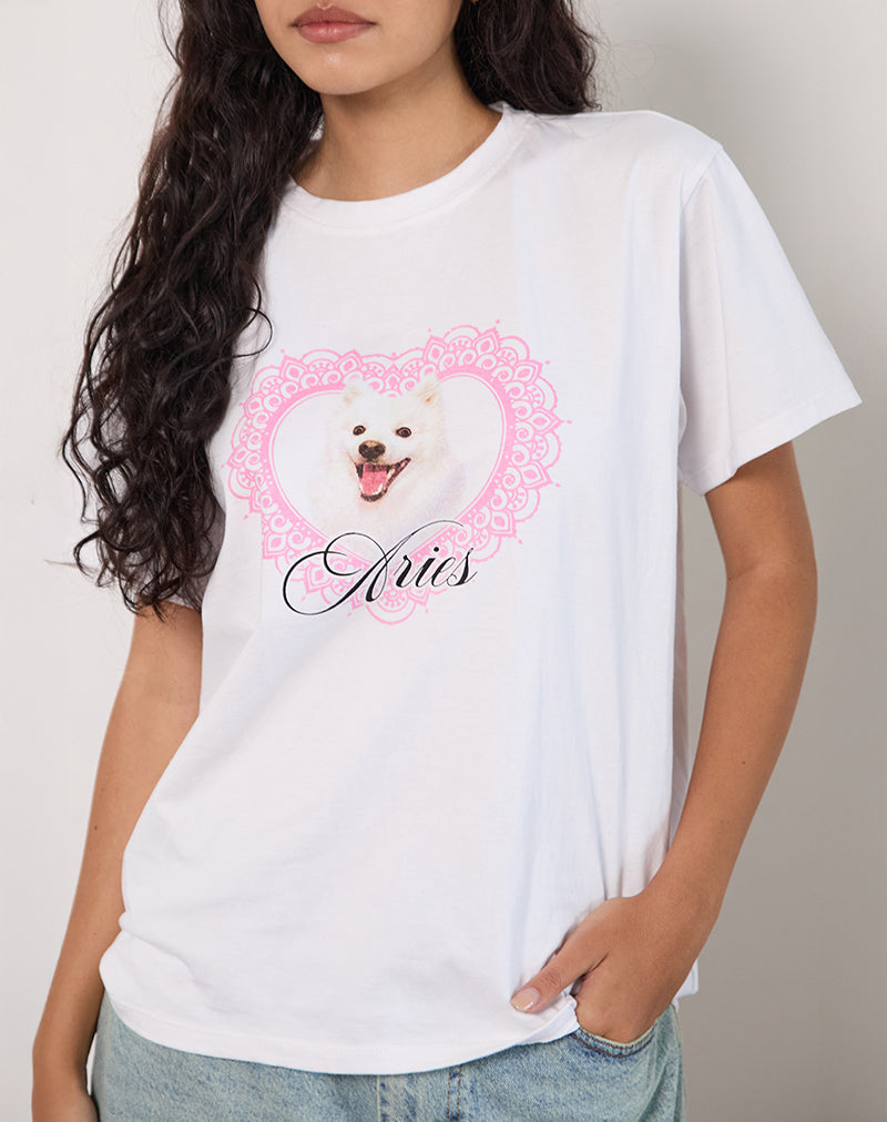 Image of Oversize Basic Tee in White with Aries Motel Pet Print