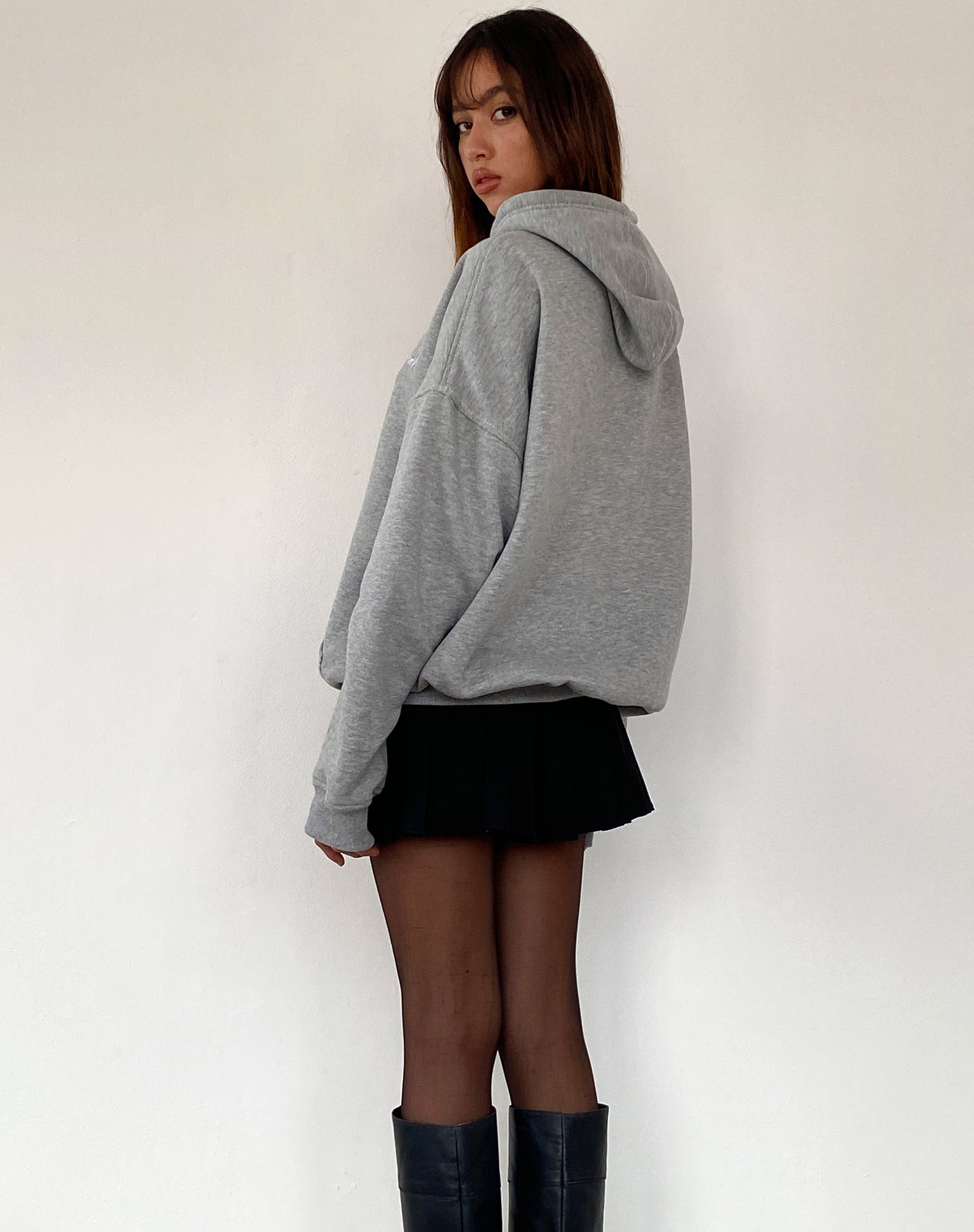 Image of Oversize Hoodie in Grey Marl with Motel Scribble Embroidery