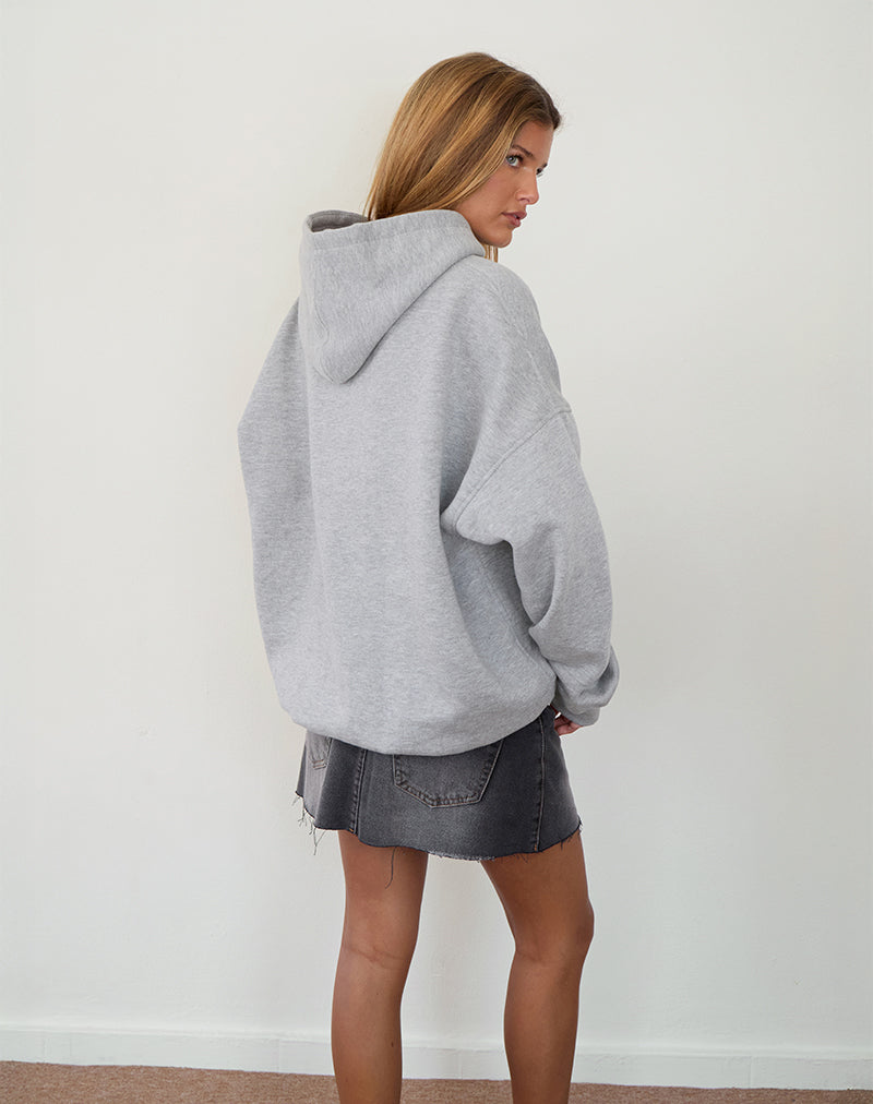 Image of Oversized Hoodie in Grey Marl with I Love 2010's Print