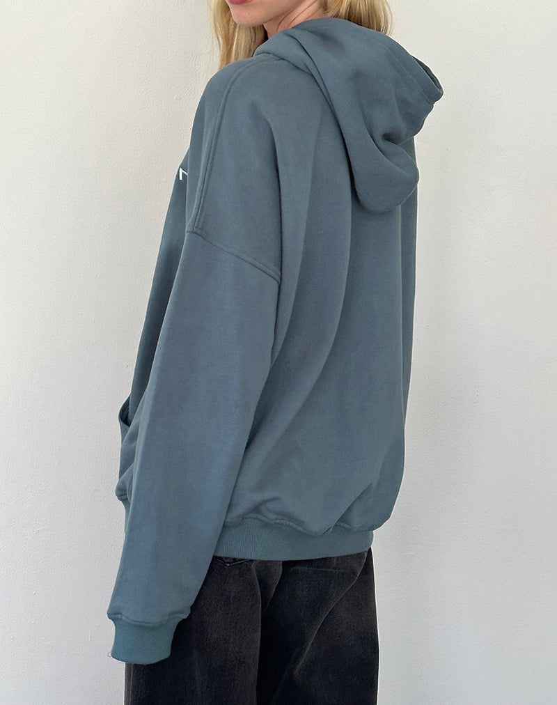 Image of Oversized Hoodle in Blue Mirage with White 'MOTEL' Embroidery