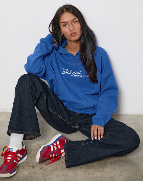 Blue Hoodie with Cool Girl Graphic | Oversized – motelrocks