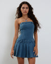 Image of Pajaya Denim Bandeau Mini Dress in Blue Wash