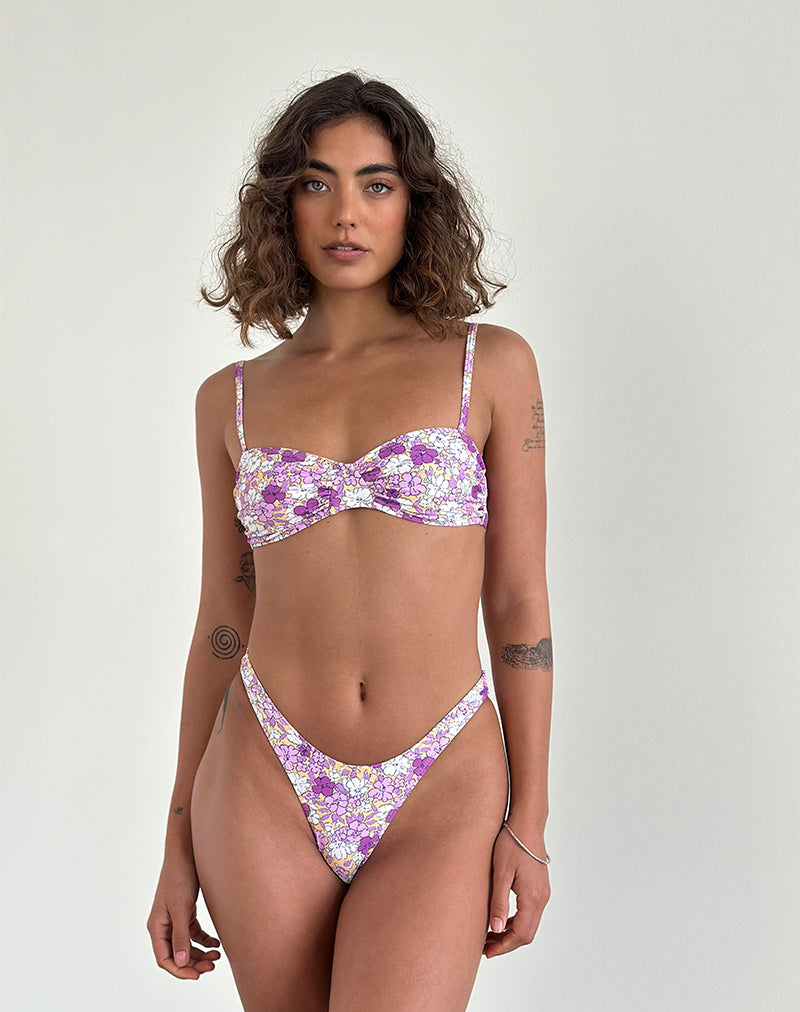 Bas de bikini Farida à imprimé floral orange et violet