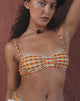 Image of Pali Bikini Top with Picot Trim in Urban Check Orange and Yellow