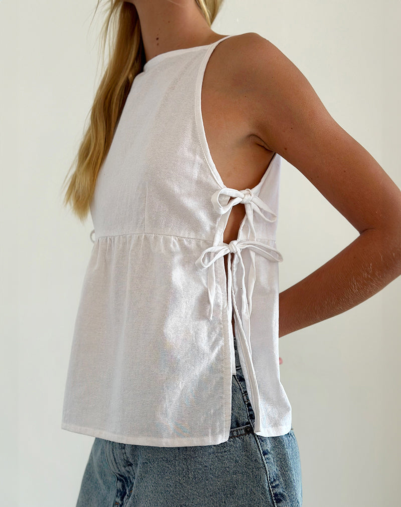 Palsi Tie Side Sleeveless Top in White