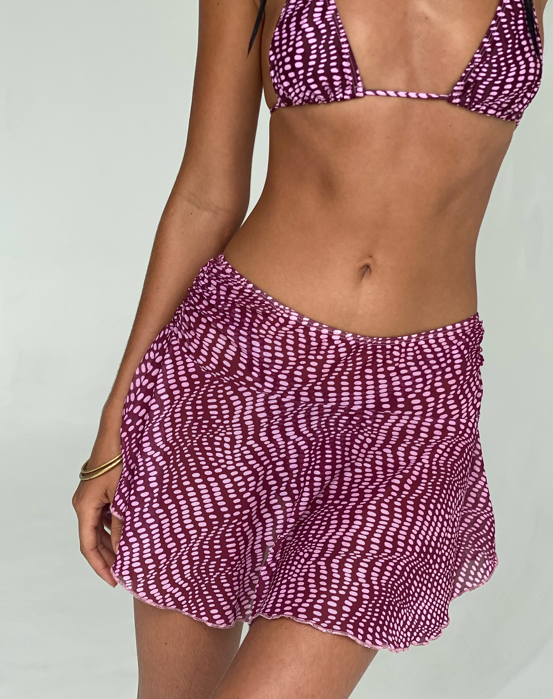 Image of Orla Mini Skirt in Mesh Purple Irregular Polka