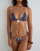 Image du bas de bikini Lentra en hibiscus paisley violet foncé avec bordure coquillages