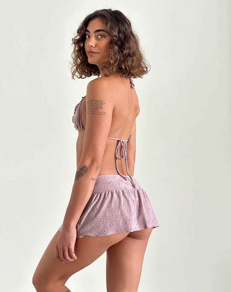 Image of Chiquita Mini Skirt in Broderie Blush Pink