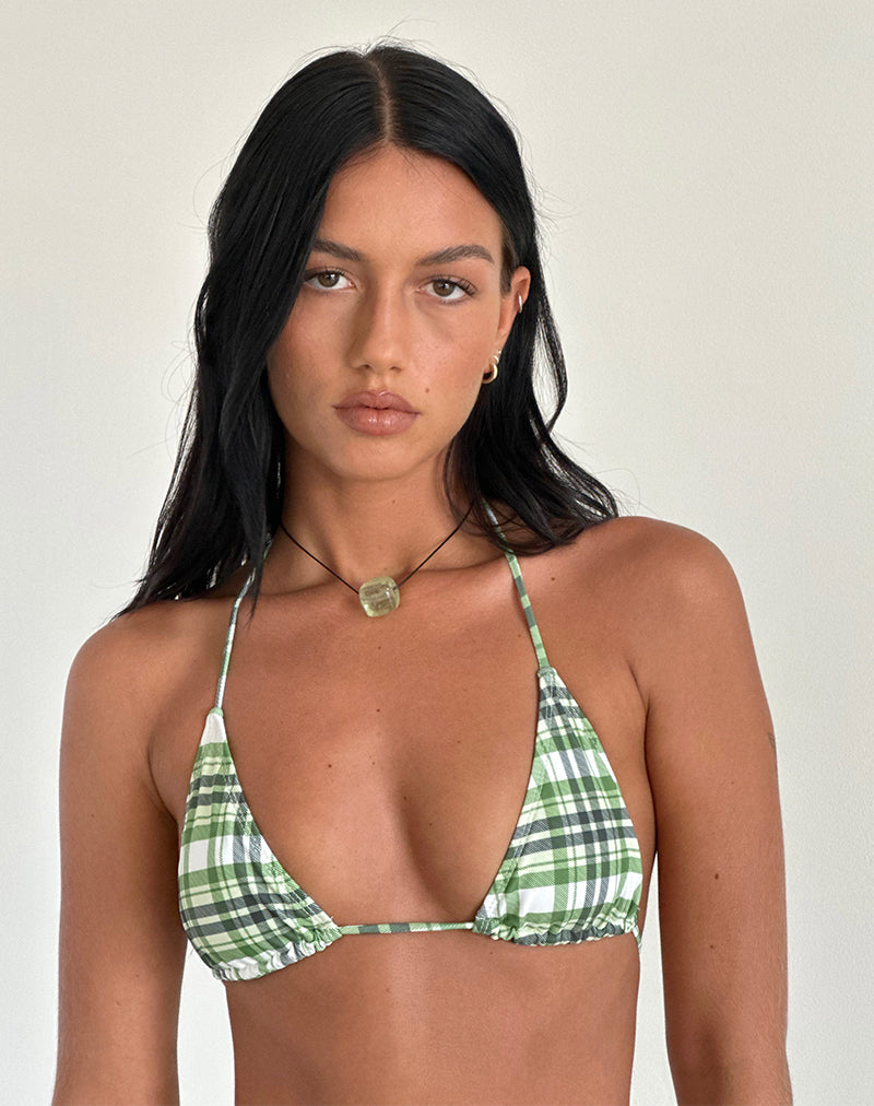 Pami Bikini Top in Green Tartan