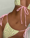 Image of Leyna Bikini Bottom in Paisley Yellow with Pink Binding